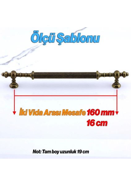 Saygın Eskitme Antik Sarı Metal Kulp 160 mm Mobilya Mutfak Dolabı Dolap Çekme Kulbu (4 Adet)
