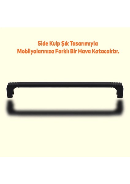 Side Mutfak Kulbu Çekmece Dolap Kulpu Metal Kulp Mobilya Dolabı Kulpları Renk 160 mm Siyah(9 Adet)