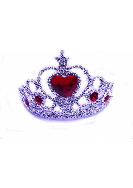 Kalp Taşlı Kırmızı Renk Karlar Ülkesi Elsa Anna Frozen Tacı