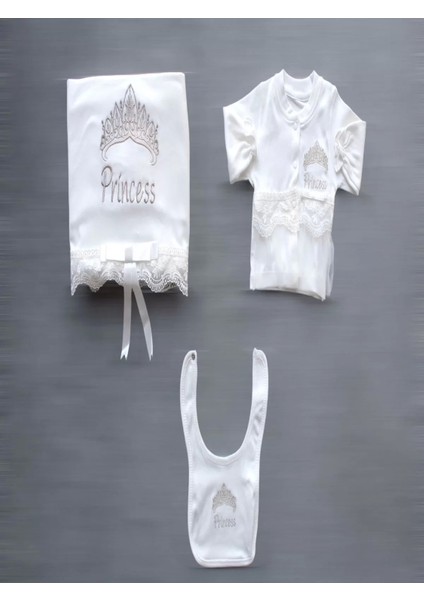 Taçlı Prensesim Nakışlı 10LU Zıbın Takımı Hastane Çıkışı Ekru modelleri