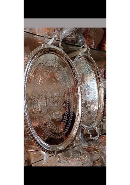 Bakır Oval Çay Kahve Sunum Tepsisi Ağırlık 1300 gr modelleri