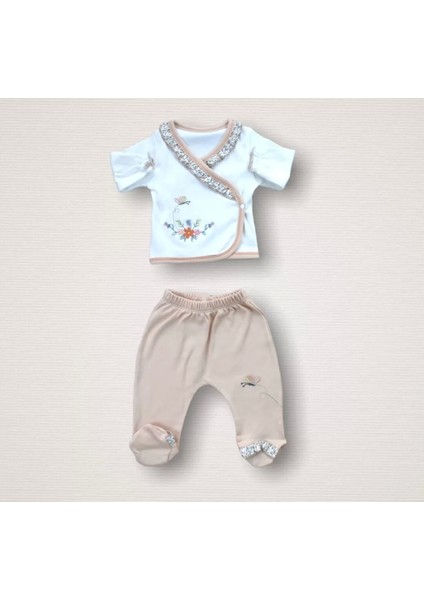 Erguvan Taç Nakışlı Kız Bebek 10LU Zıbın Takımı Hastane Çıkışı Turuncu modelleri