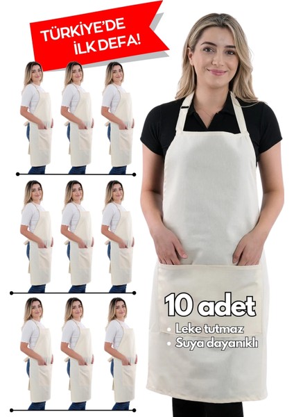 10 Adet Simple Ayarlanabilir Askılı Mutfak Önlüğü