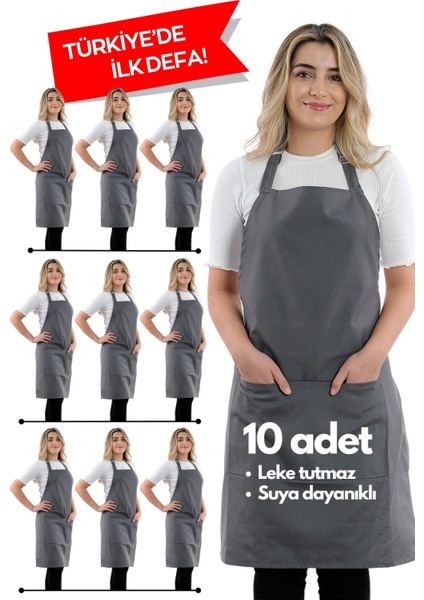 10 Adet Simple Ayarlanabilir Askılı Mutfak Önlüğü