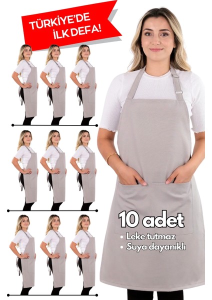 10 Adet Simple Ayarlanabilir Askılı Mutfak Önlüğü