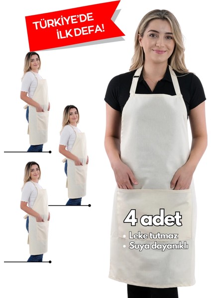 4 adet simple ayarlanabilir askılı mutfak önlüğü