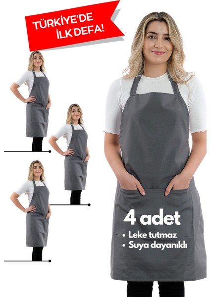 4 adet simple ayarlanabilir askılı mutfak önlüğü