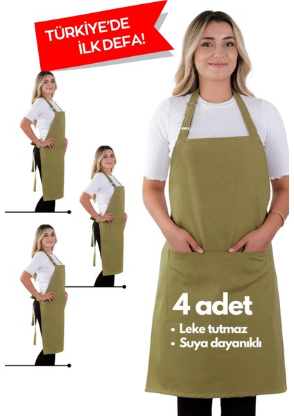 4 adet simple ayarlanabilir askılı mutfak önlüğü