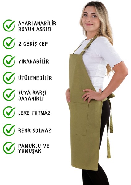 4 adet simple ayarlanabilir askılı mutfak önlüğü