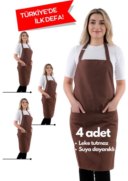 4 adet simple ayarlanabilir askılı mutfak önlüğü