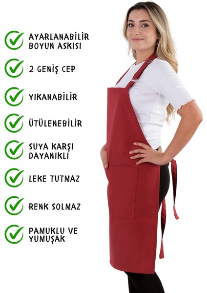 2 Adet Simple Ayarlanabilir Askılı Mutfak Önlüğü