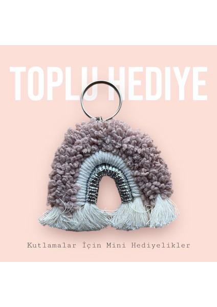 Gökkuşağı Anahtarlık 10 Adet Makrome Toplu Siparişe Uygun Kına Nişan Doğum Günü Özel Gün Hediyeliği