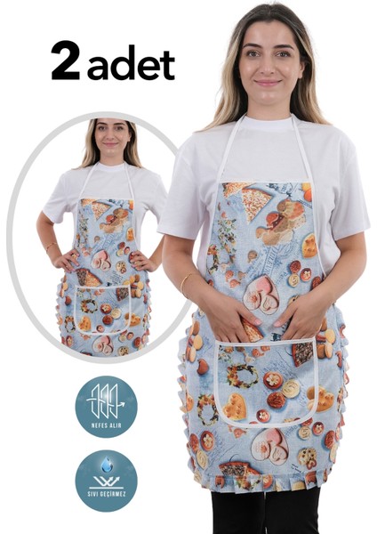 Jarse Frilly İkili Paket Sıvı Geçirmez Su Geçirmez Mutfak Önlüğü indirimleri