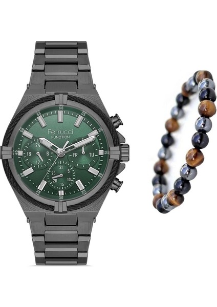 Erkek Kol Saati Siyah Çelik Fonksiyonlu&takvimli+Bileklik