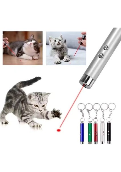 6 Adet Kırmızı Lazer 3in 1 Çok Fonksiyonlu Mini Lazer Fener, Kedi Lazer Oyuncağı