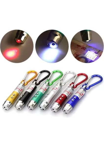 6 Adet Kırmızı Lazer 3in 1 Çok Fonksiyonlu Mini Lazer Fener, Kedi Lazer Oyuncağı