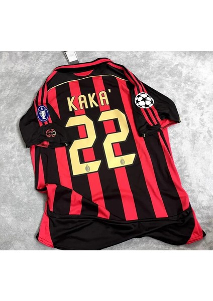 2008 Kaka Lite Polo Yaka Siyah Retro Nostalji Yetişkin Fıtbol Forması HD1199