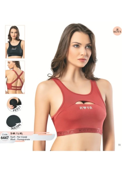 6447 Kadın Dalgıç Kumaş Pedli Büstiyer – Çapraz Sırt Detaylı Crop Top | Spor ve Günlük Kullanım Için