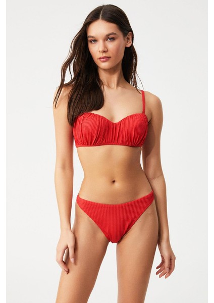 Tıssuna Dokulu Kumaşlı Straplez Bikini