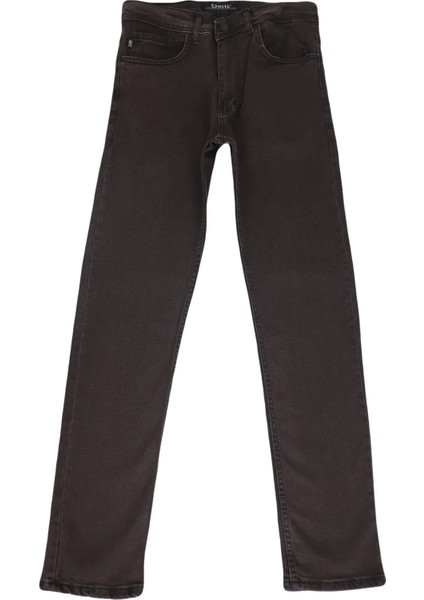 Fistan Store Erkek Kahverengi Yüksek Bel Rahat Kesim Boru Paça Büyük Beden Jean Pantolon