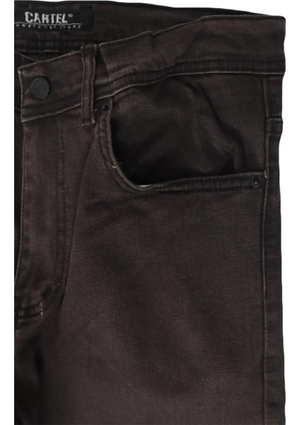 Fistan Store Erkek Kahverengi Yüksek Bel Rahat Kesim Boru Paça Büyük Beden Jean Pantolon modelleri