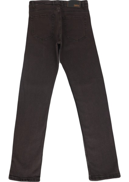 Fistan Store Erkek Kahverengi Yüksek Bel Rahat Kesim Boru Paça Büyük Beden Jean Pantolon fırsatları