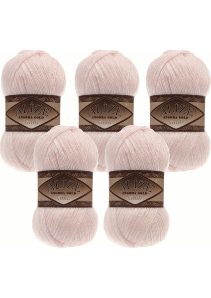 Angora Gold Simli Örgü Ipliği 5’li Paket – 100G x 5 – Işıltılı Simli Yumak – Şal, Kazak, Hırka, Örgü Projeleri Için