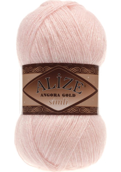 Angora Gold Simli Örgü Ipliği 5’li Paket – 100G x 5 – Işıltılı Simli Yumak – Şal, Kazak, Hırka, Örgü Projeleri Için