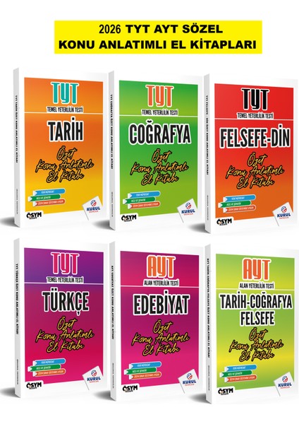 2026 Tyt ve Ayt Sözel Tüm Dersler Özet Konu Anlatımlı El Kitapları Seti