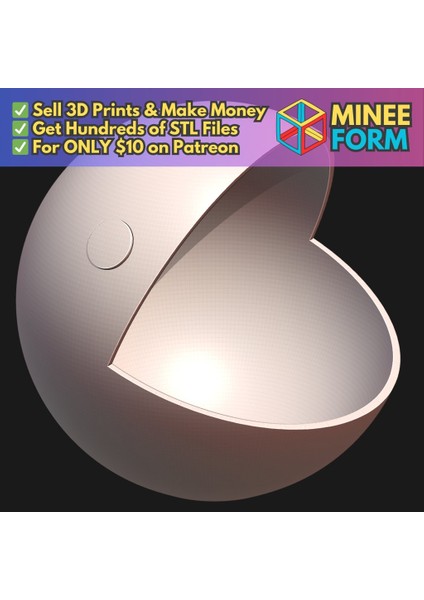 Pac Man Para Anahtarı ve Ağızda Saklamalı Biblo Tepsisi Mineeform Fdm 3D Baskı Stl Dosyası (Plastik Aparattır!!!)