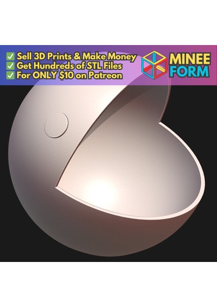Pac Man Para Anahtarı ve Ağızda Saklamalı Biblo Tepsisi Mineeform Fdm 3D Baskı Stl Dosyası (Plastik Aparattır!!!)