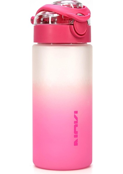 Su Matarası Tritan Geniş Ağız Su Şişesi Gradyan Spor Matarası Suluğu Bpasız 500 ml Pembe 0109