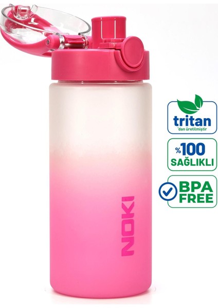 Su Matarası Tritan Geniş Ağız Su Şişesi Gradyan Spor Matarası Suluğu Bpasız 500 ml Pembe 0109 modelleri