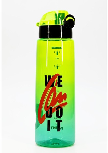 Su Matarası Tritan Geniş Ağız Su Şişesi Grafiti Spor Matarası Suluğu Bpasız 800 ml Yeşil 0104
