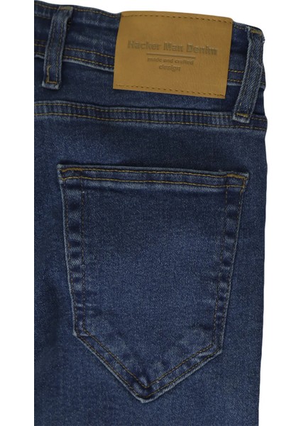 Fistan Store Erkek Lacivert Normal Bel Dar Kesim Dar Paça Jean Pantolon