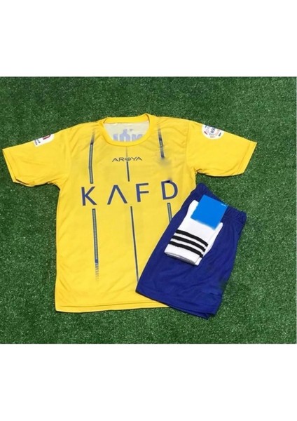 Cristiano Ronaldo Al-Nassr Iç Saha Yeni Sezon Çocuk Forma T-Shrt Takımı Çorap+Bileklik Yanında