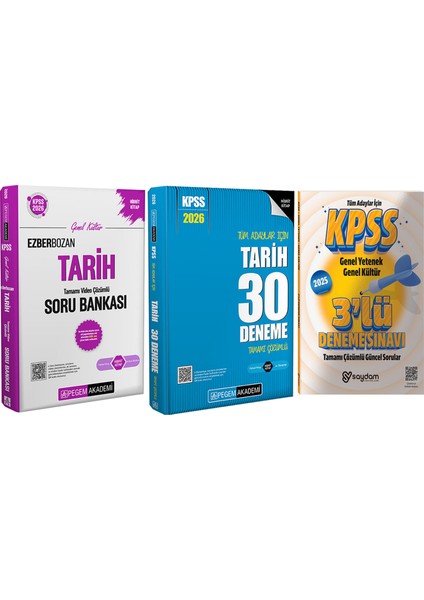 2026 Kpss Gygk Ezberbozan Tarih Video Çözümlü Soru BANKASI(HIBRIT,344 SAYFA,1833 Soru)-30 Deneme