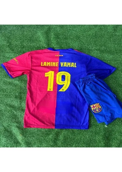 Lamine Yamal Bordo Barcelona Yeni Sezon Çocuk Forma T-Shrt Takımı Çorap+Bileklik Yanında