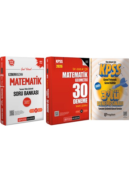 2026 Kpss Gygk Ezberbozan Matematik Video Çözümlü Soru BANKASI(HIBRIT,480 SAYFA,1939 Soru)-30 Deneme