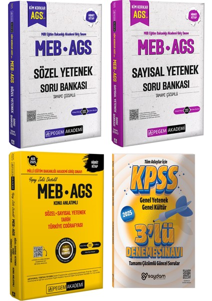 2025 Meb Ags Sözel Sayısal Yetenek Konu Anlatımı ve Çözümlü Soru Bankası Seti-3 Deneme Hediye