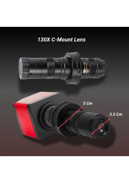 Yüksek Çözünürlü Endüstriyel Mikroskop Kamera 130XC Lens13MP Hd 60F/S 56 LED Halka Işık