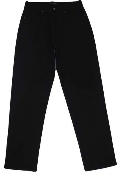 Hacker Fistan Store Kadın Siyah Yüksek Bel Rahat Kesim Boru Paça Boyfriend Jean Pantolon