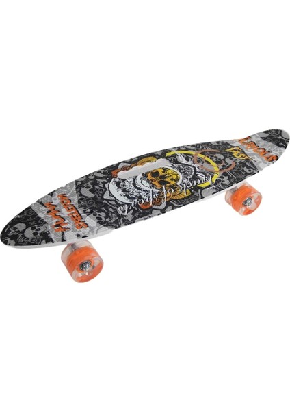 Desenli Orta Boy Işıklı Kaykay 60 cm