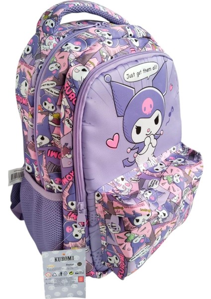 Orjinal Lisanslı Kuromi Okul Çantası Sırt Destekli 3 Gözlü Mor 3185