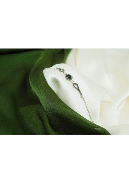 Kadın 925 Ayar Gümüş Oltutaşı Damla Bileklik