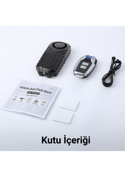 Motosiklet Bisiklet Alarmı Kablosuz Uzaktan Kumandalı Su Geçirmez Titreşim Sensörlü