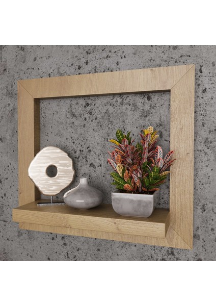Ahşap Tablo Duvar Rafı - Tanatone Brown