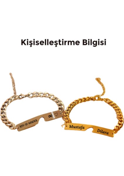 Kişiye Özel Tasarım Çift Kalp Bileklik, Isim Yazılı Bileklik, Çift Bilekliği, Sevgiliye Hediye fırsatları