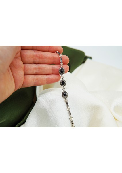 Kadın 925 Ayar Gümüş Oltutaşı Mini Papatya Üçlü Bilrklik