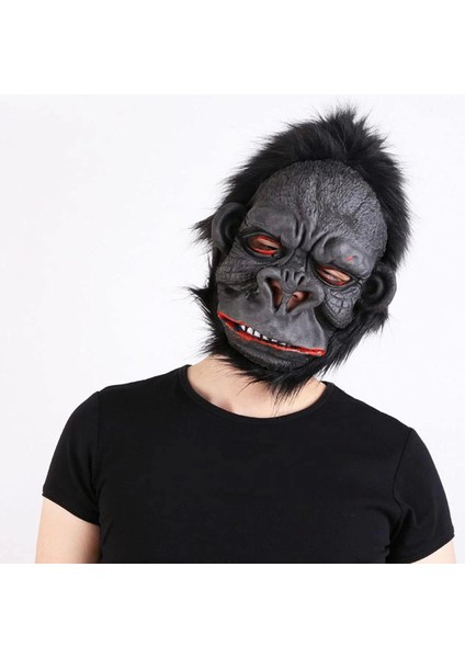 Lateks Goril Maskesi Maymun Maskesi Et Maskesi Orangutan Siyah Saçlı 1 No - ISL4687-2325